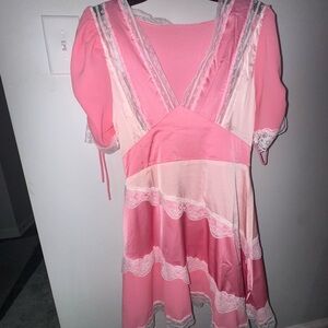 Pink and White Lace Dress (loveshackfancy inspired)